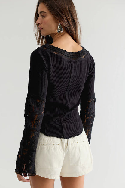 Amber Lace Cuff Long Sleeve Top by Free People