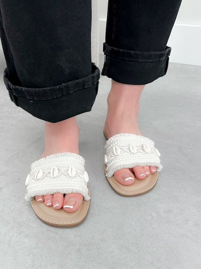 Artisan Shell Sandal in Beige