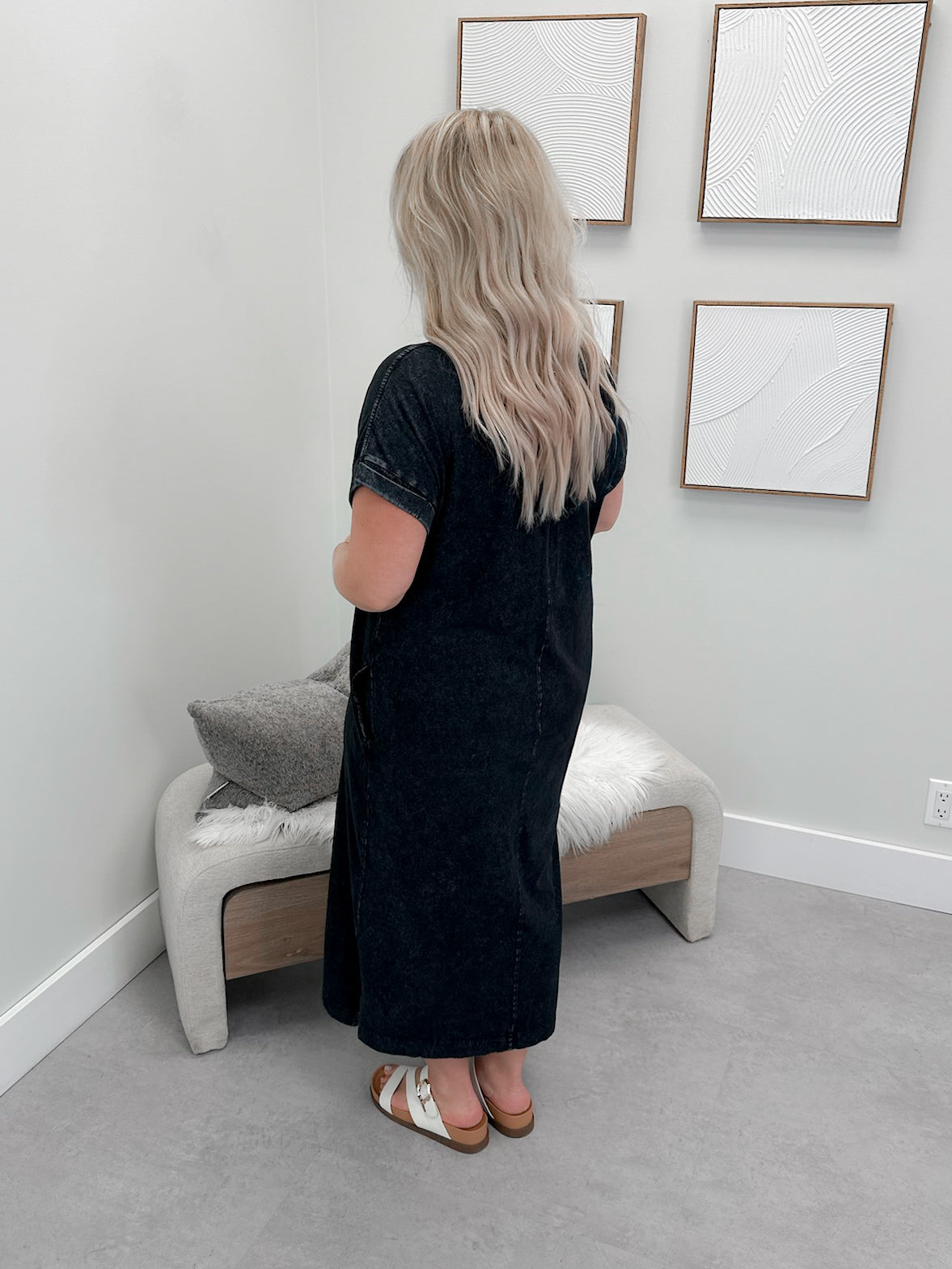 Daley Tee Dress in Washed Black