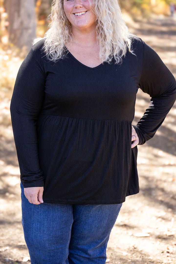 Sarah Ruffle Long Sleeve in Black by Michelle Mae