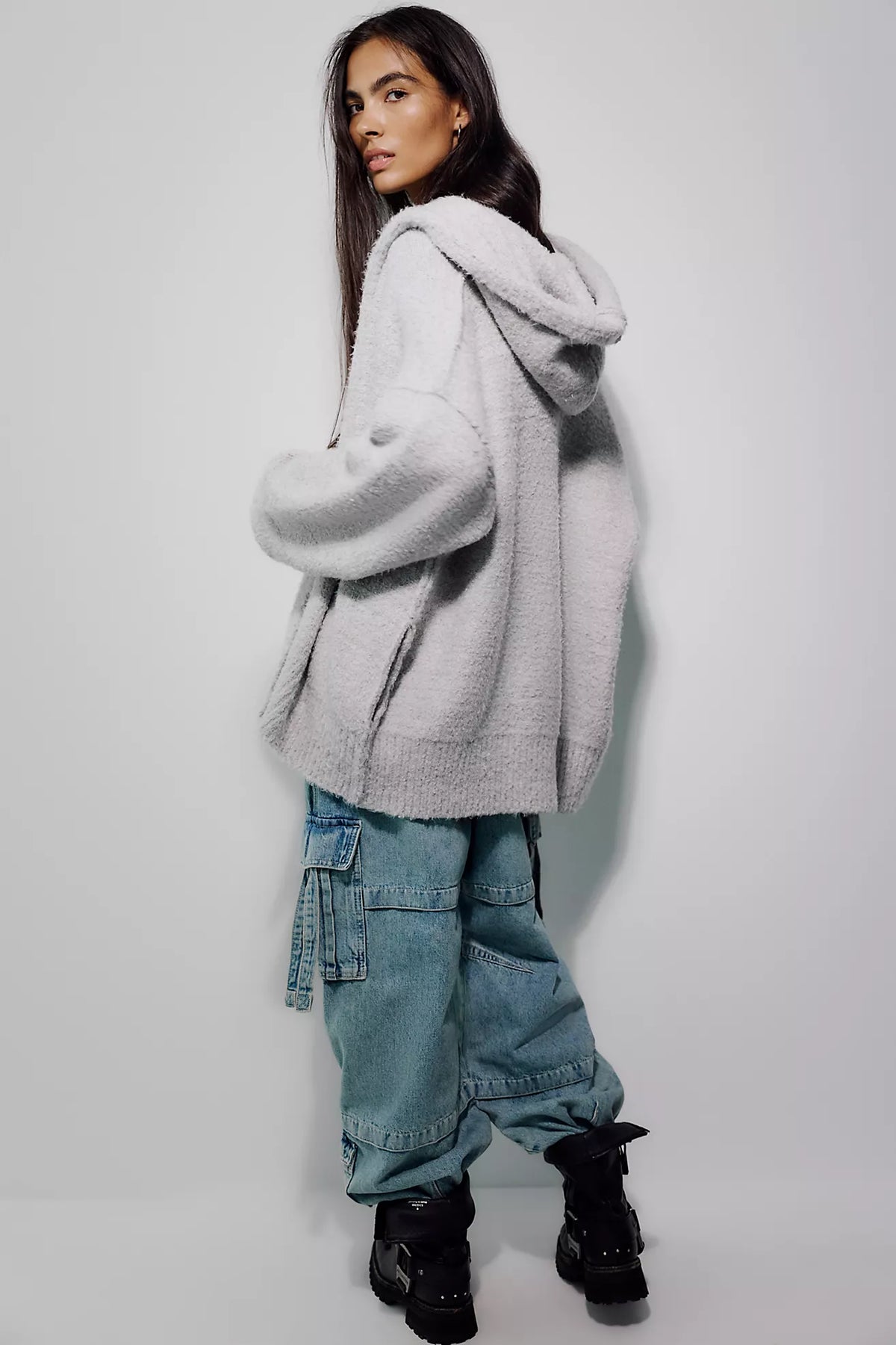Thistle Hooded Oversized Cardigan in Grey by Free People