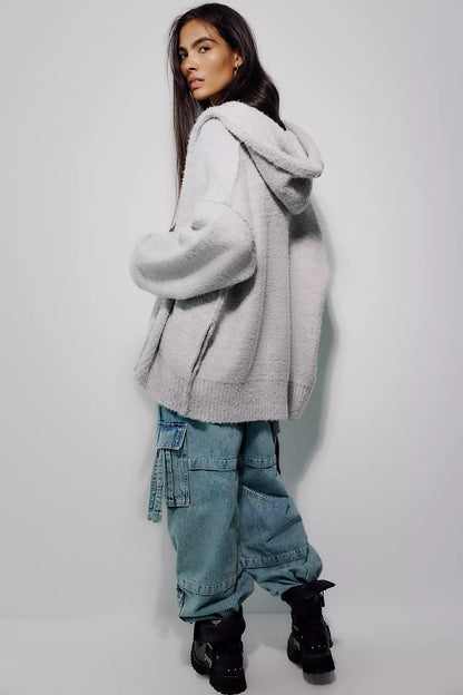 Thistle Hooded Oversized Cardigan in Grey by Free People
