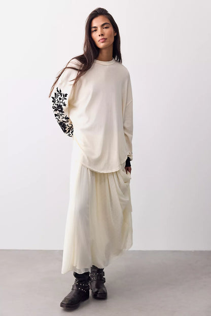 Flora Oversized Long Sleeve in Dust Combo by Free People