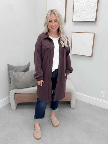 501 Shacket in Plum by Twenty Nine the Label