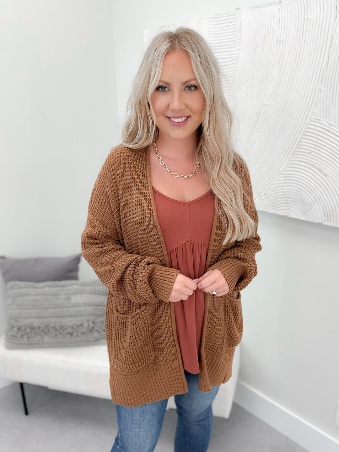 Cabin Cozy Cardigan in Camel