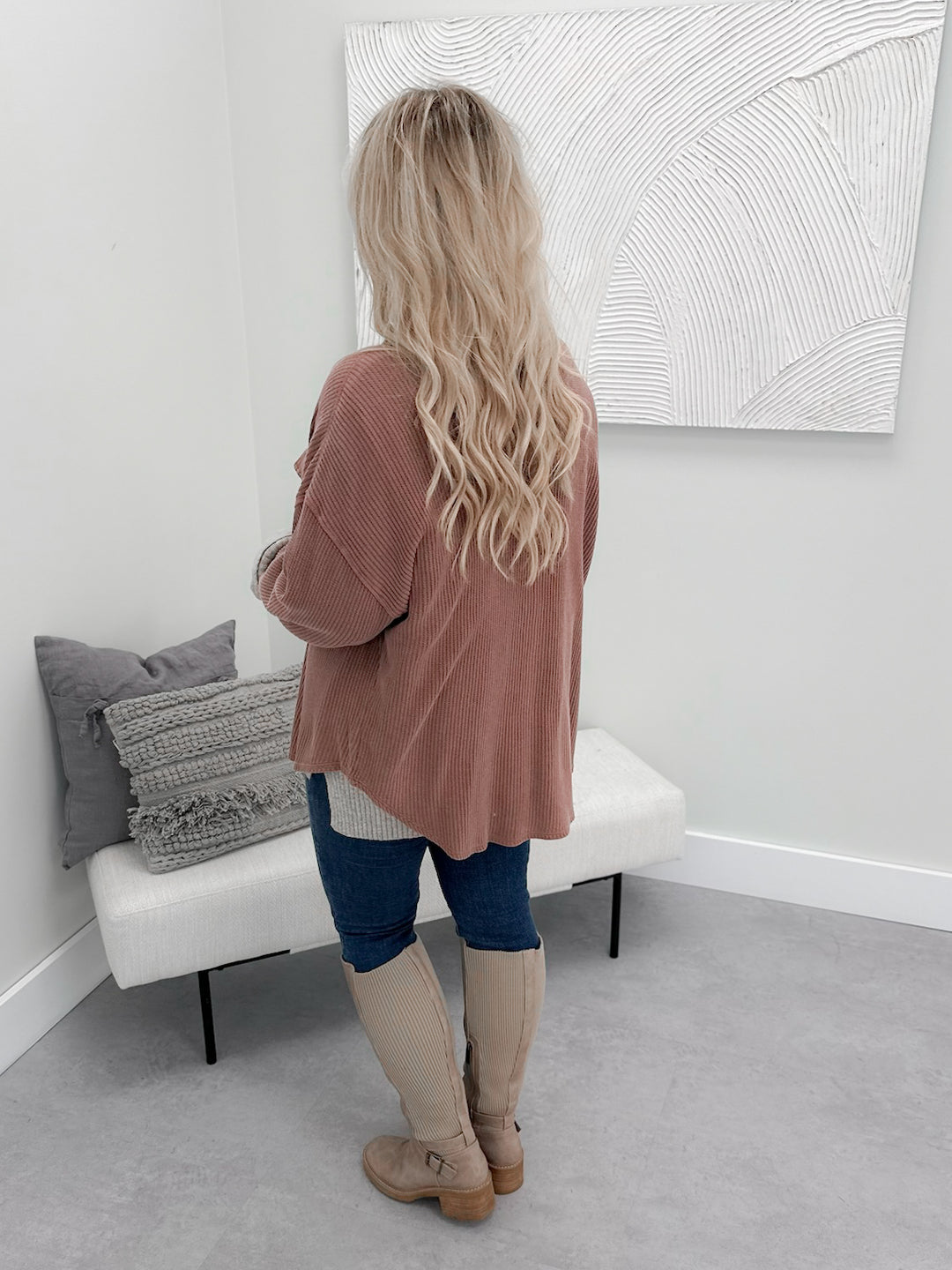 Nancy Waffle Shacket in Chestnut