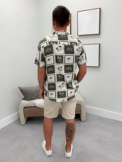 Mens Cal Button Up in Olive