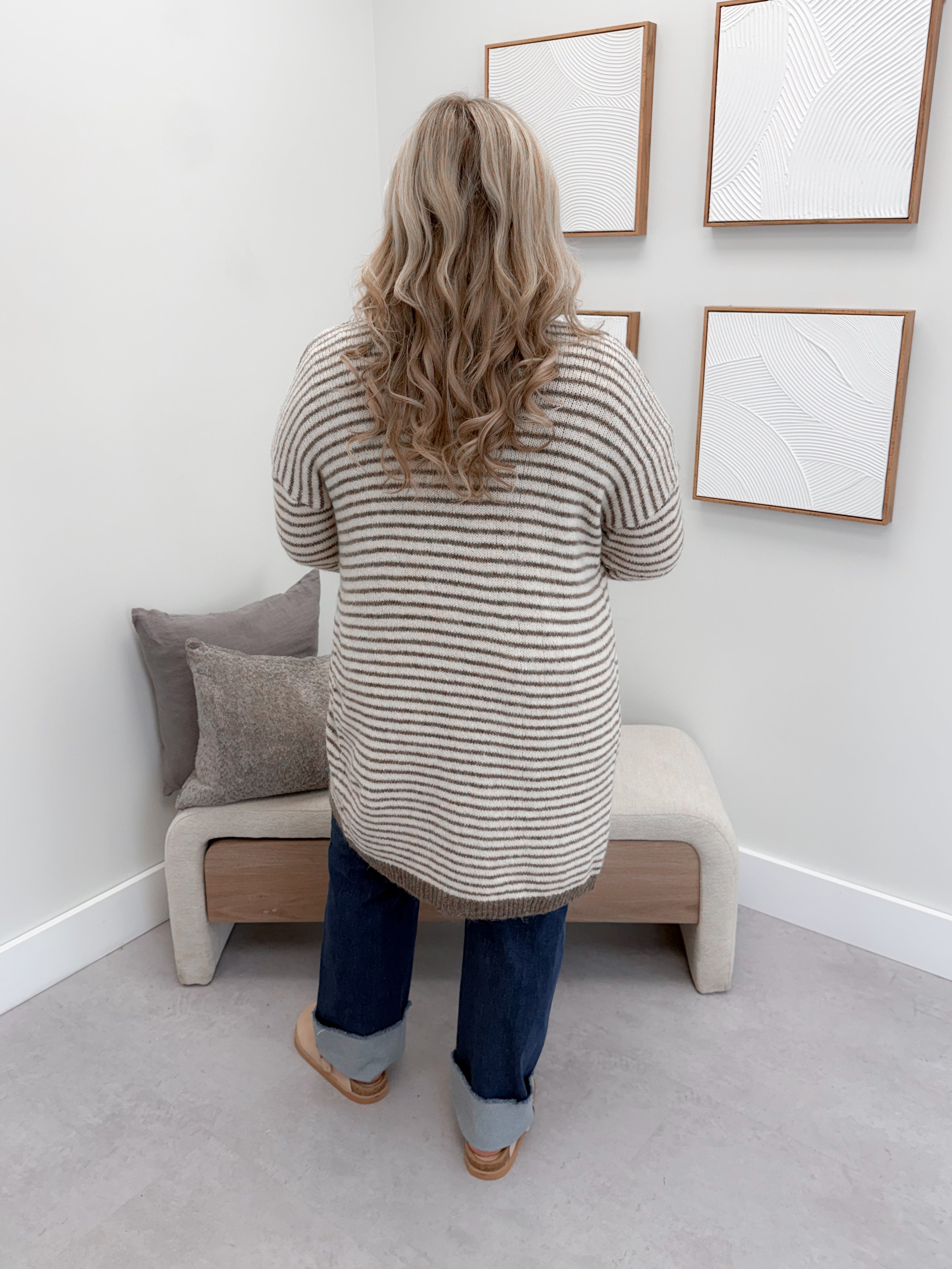 Josephine Striped Cardigan in Mocha
