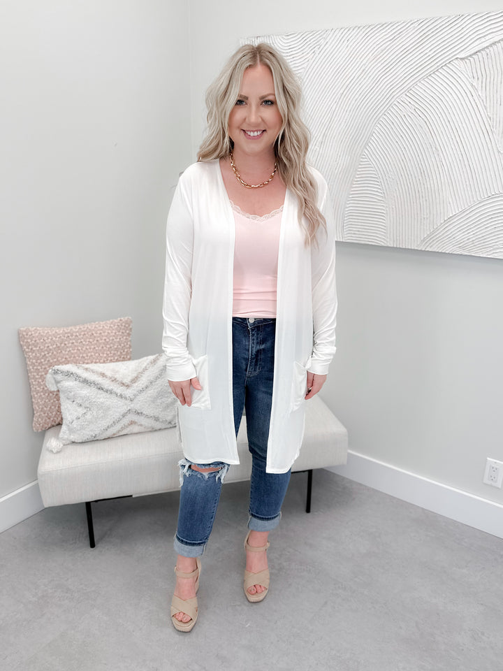 Casual Day Modal Cardigan in Ivory by Grace & Lace