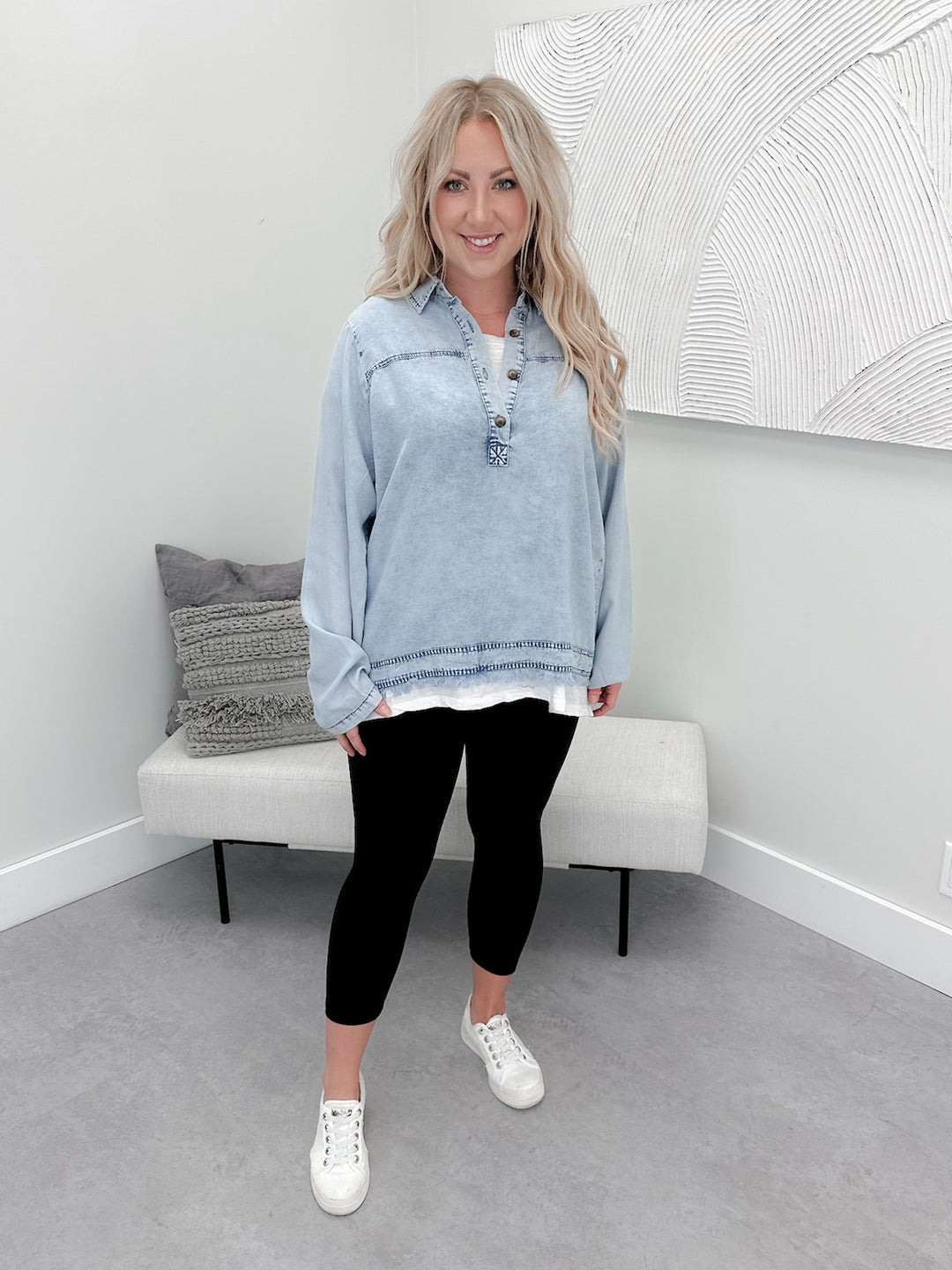 Angel Denim Shirt in Acid Wash