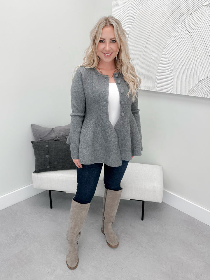 Lux Peplum Sweater in Grey