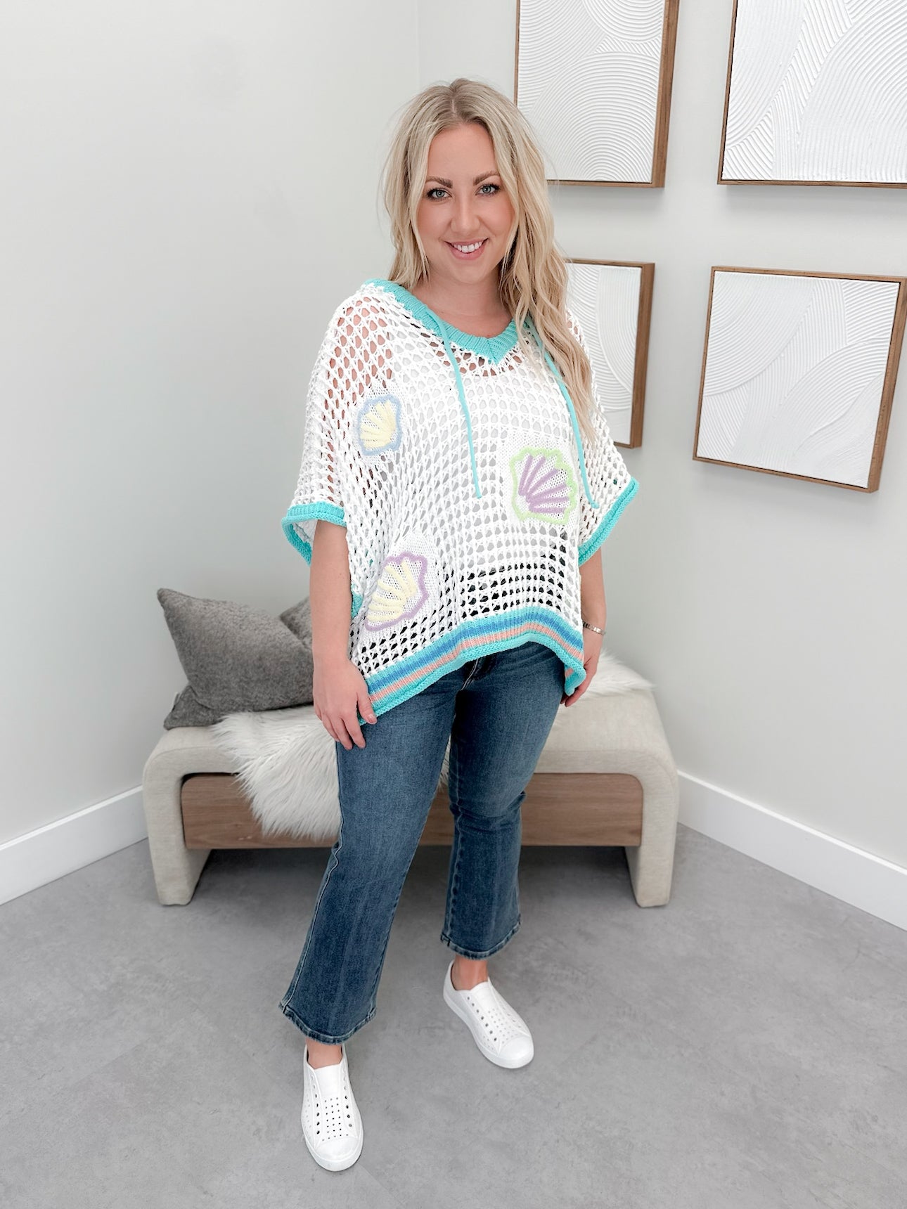 Seaside Sweater in Ivory/Mint by POL