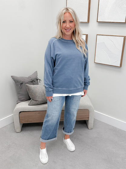 Keep It Simple Pullover in Blue
