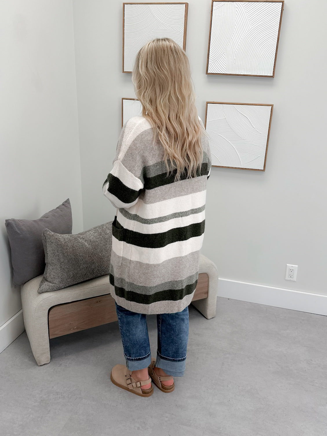 Westward Cardigan in Olive Stripe