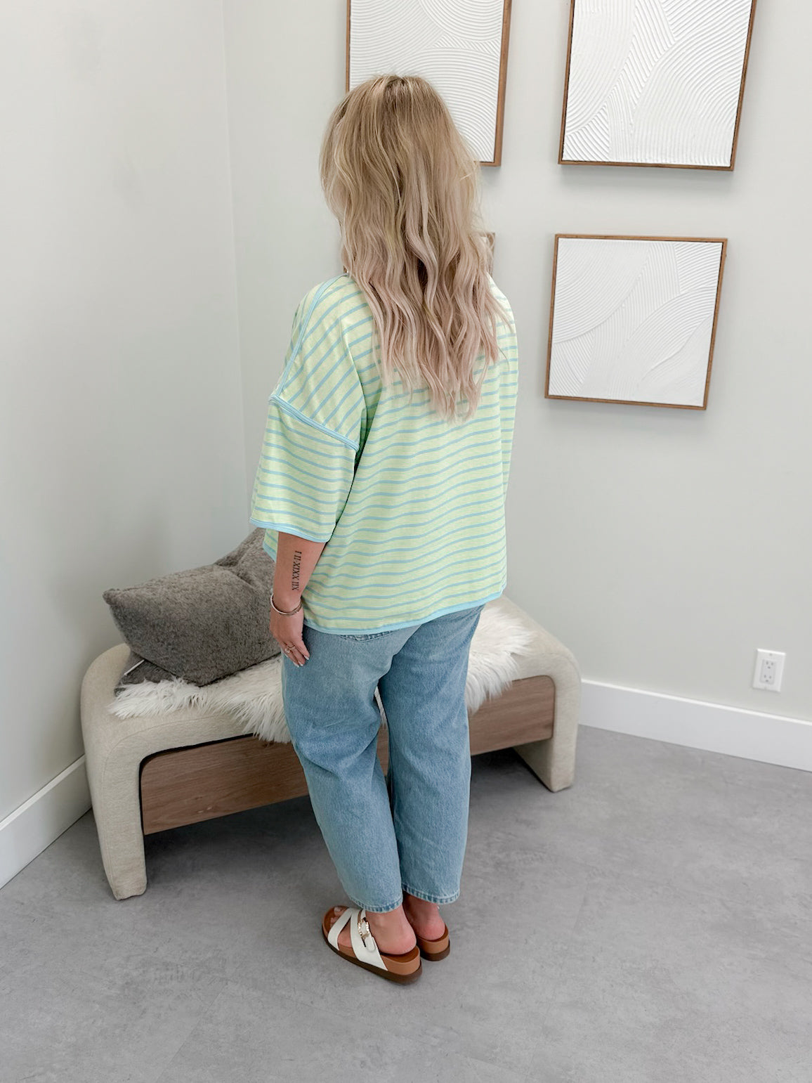 Heidi Striped Tee in Blue/Mint