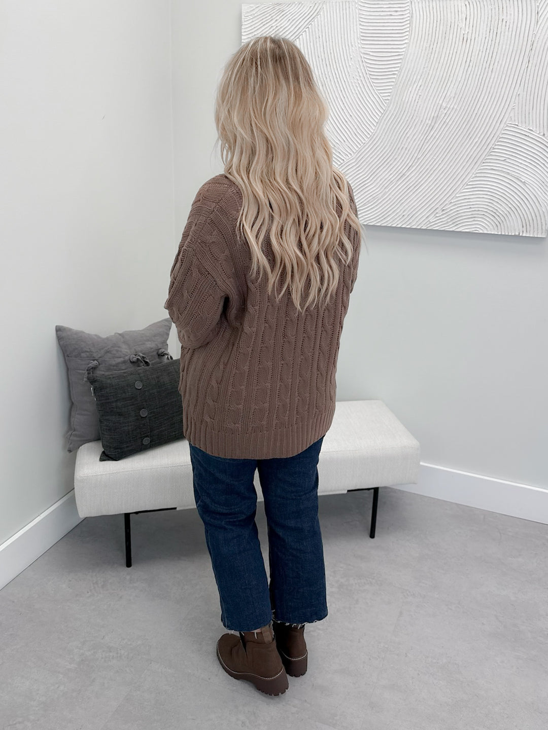 Cabin Cable Knit Cardigan in Cocoa