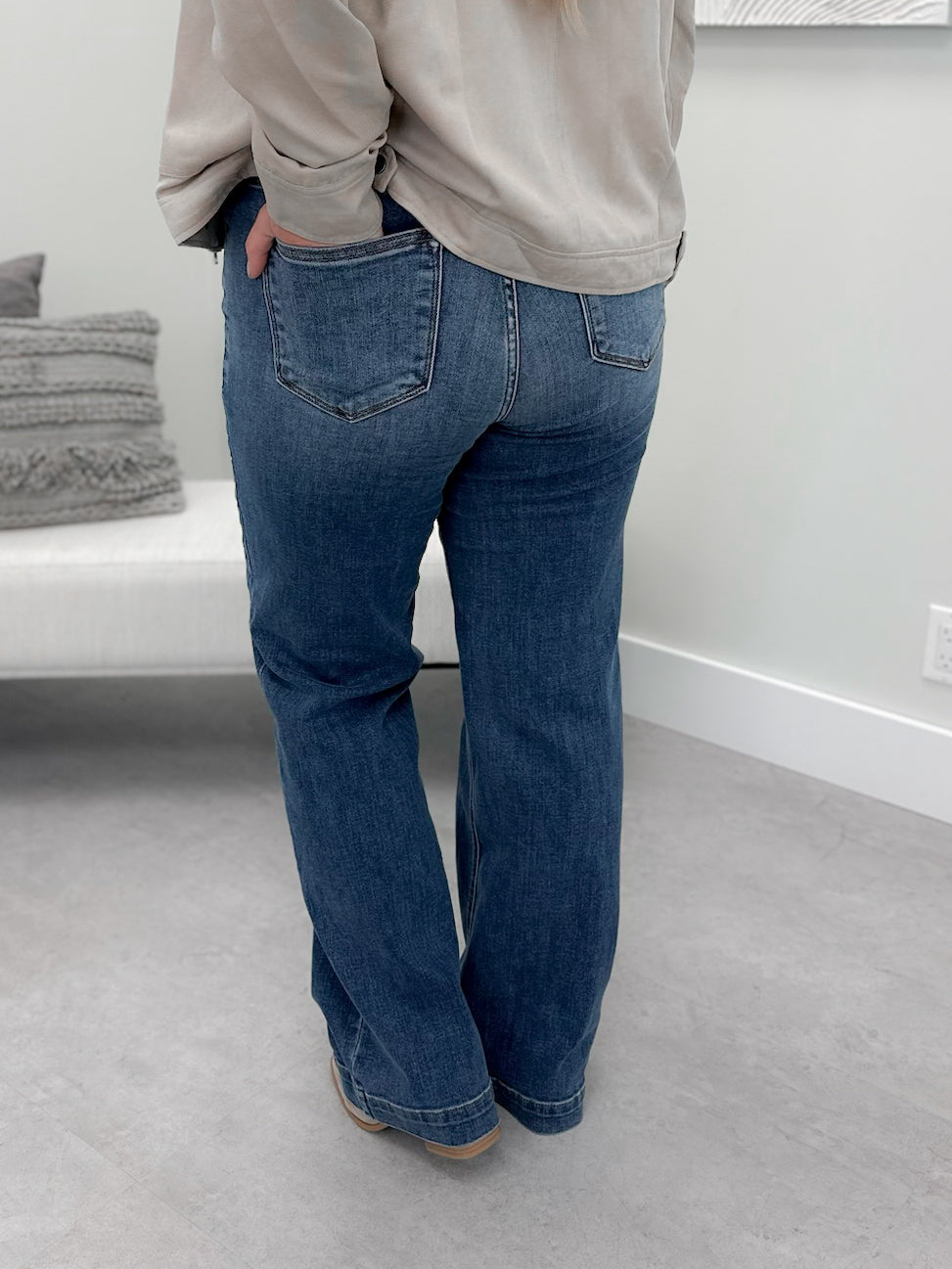 Fate Double Button Wide Leg Jeans by Judy Blue