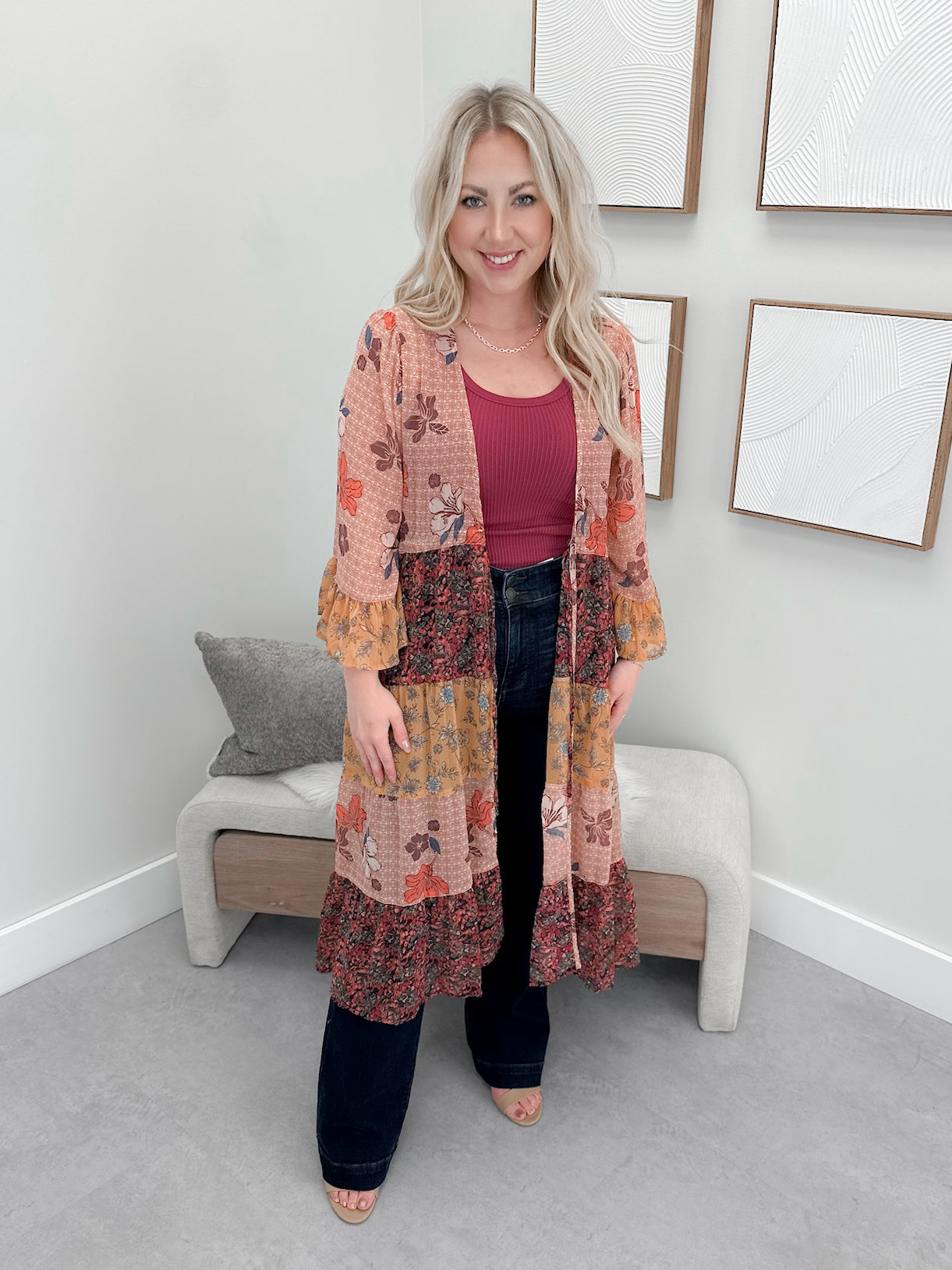 Botanical Sheer Cardi in Patchwork