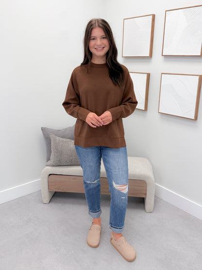 Willow Scuba Pullover in Brown