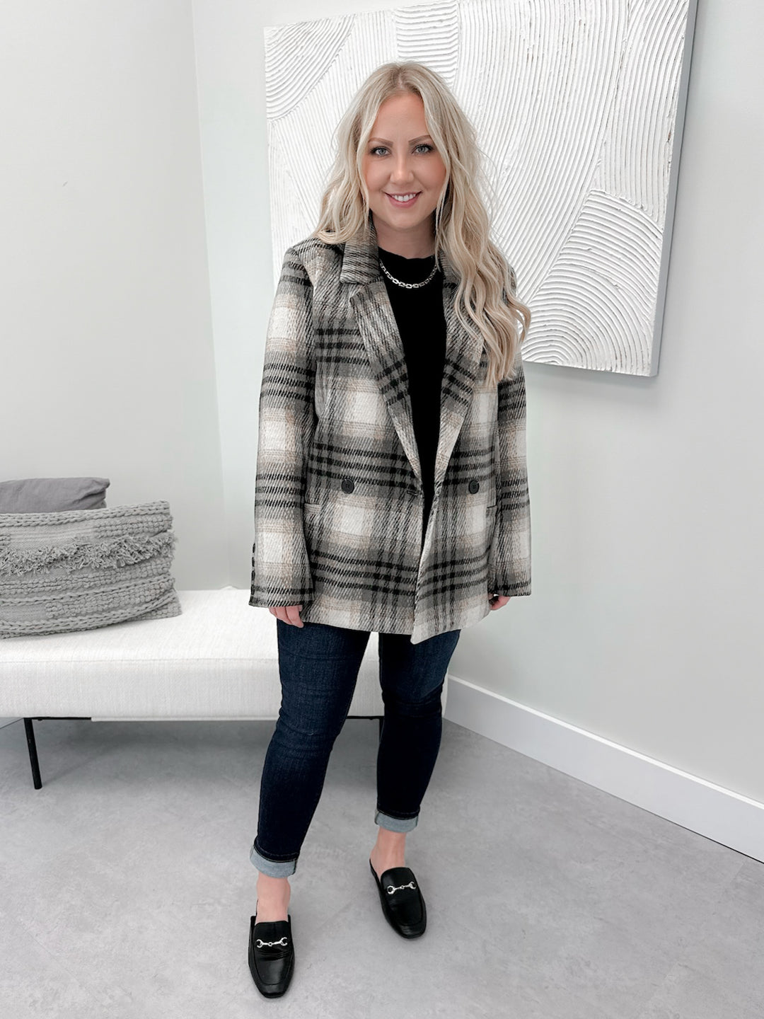 Amelia Blazer Coat in Plaid