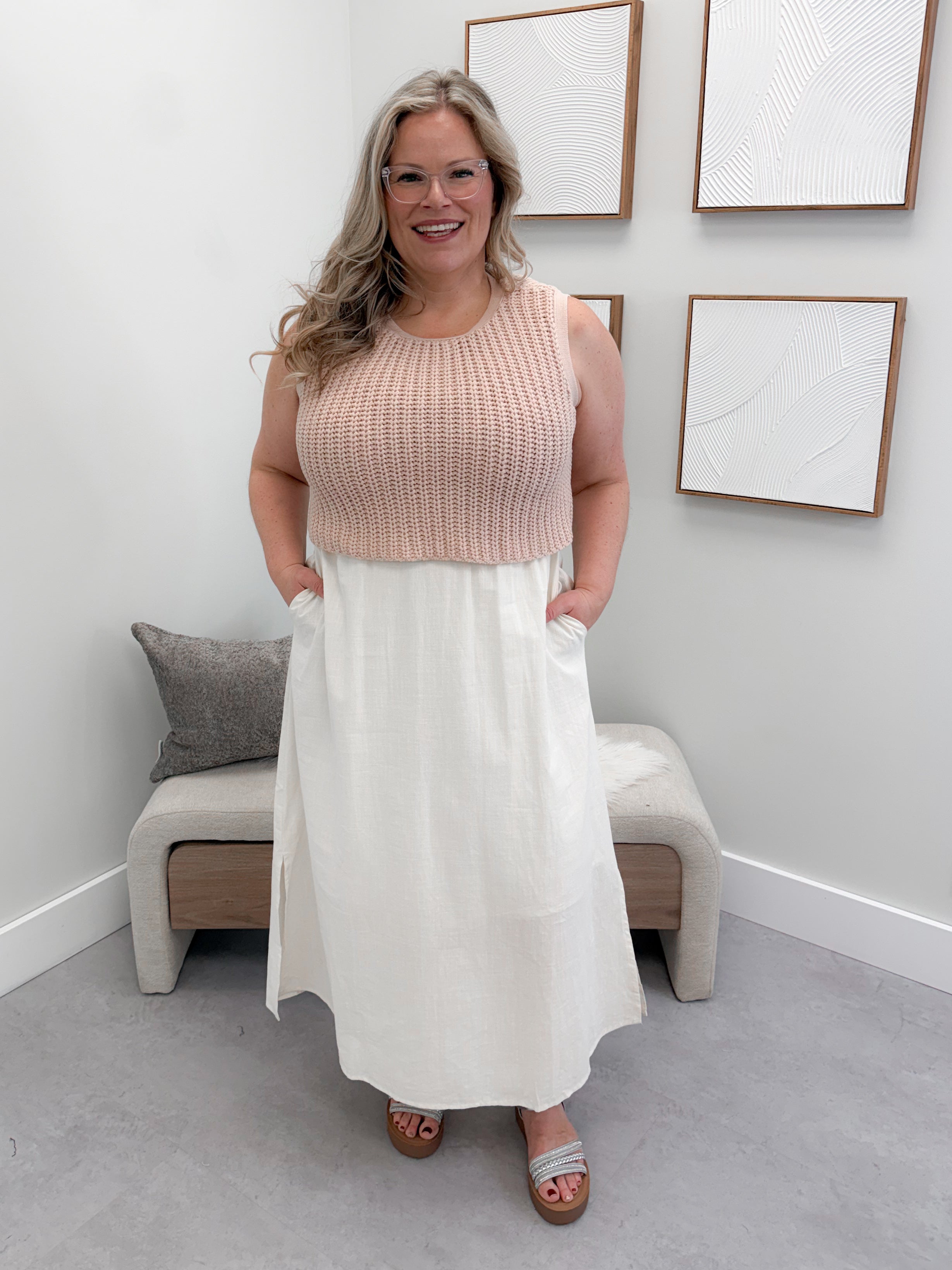 Snowdrop Mixed Media Dress