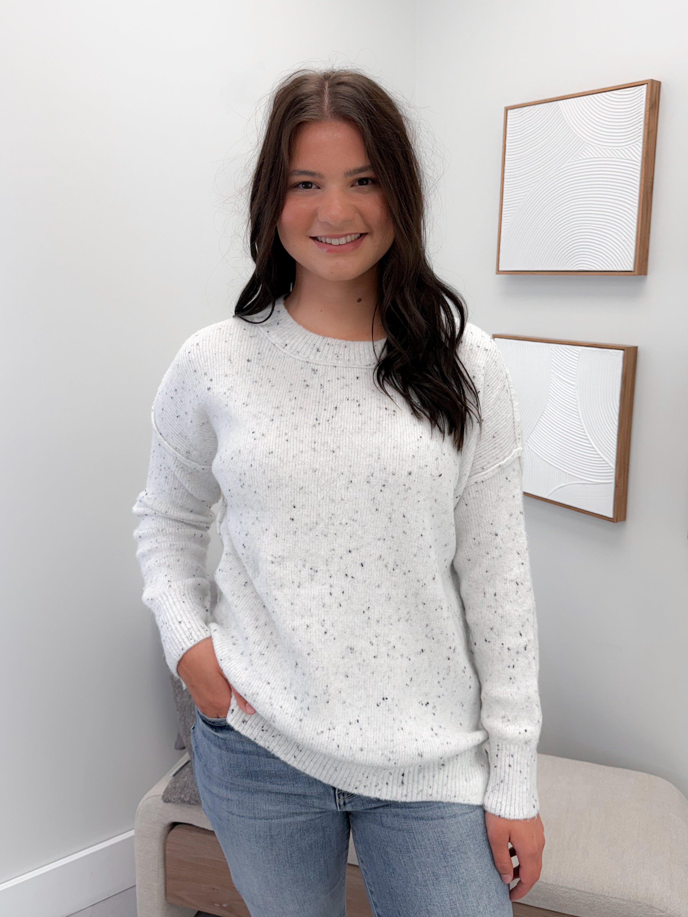 Britton Speckled Sweater in Ivory