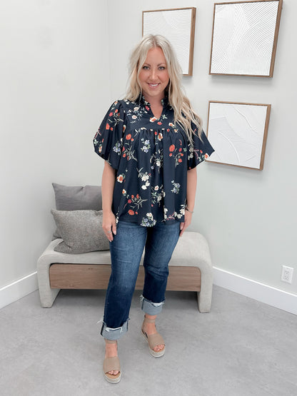 Macey Blouse in Navy