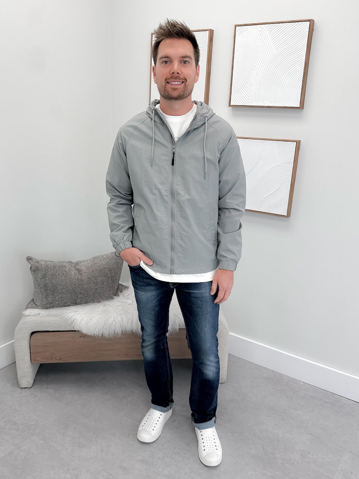 Bronte Mens Nylon Jacket in Grey