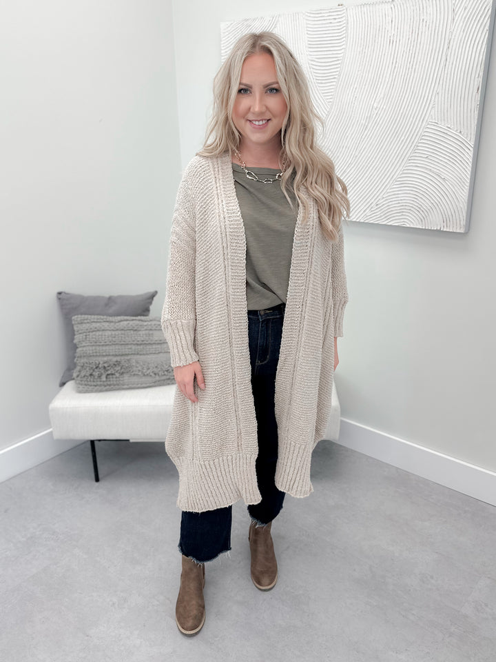 Breckie Knit Cardigan in Beige