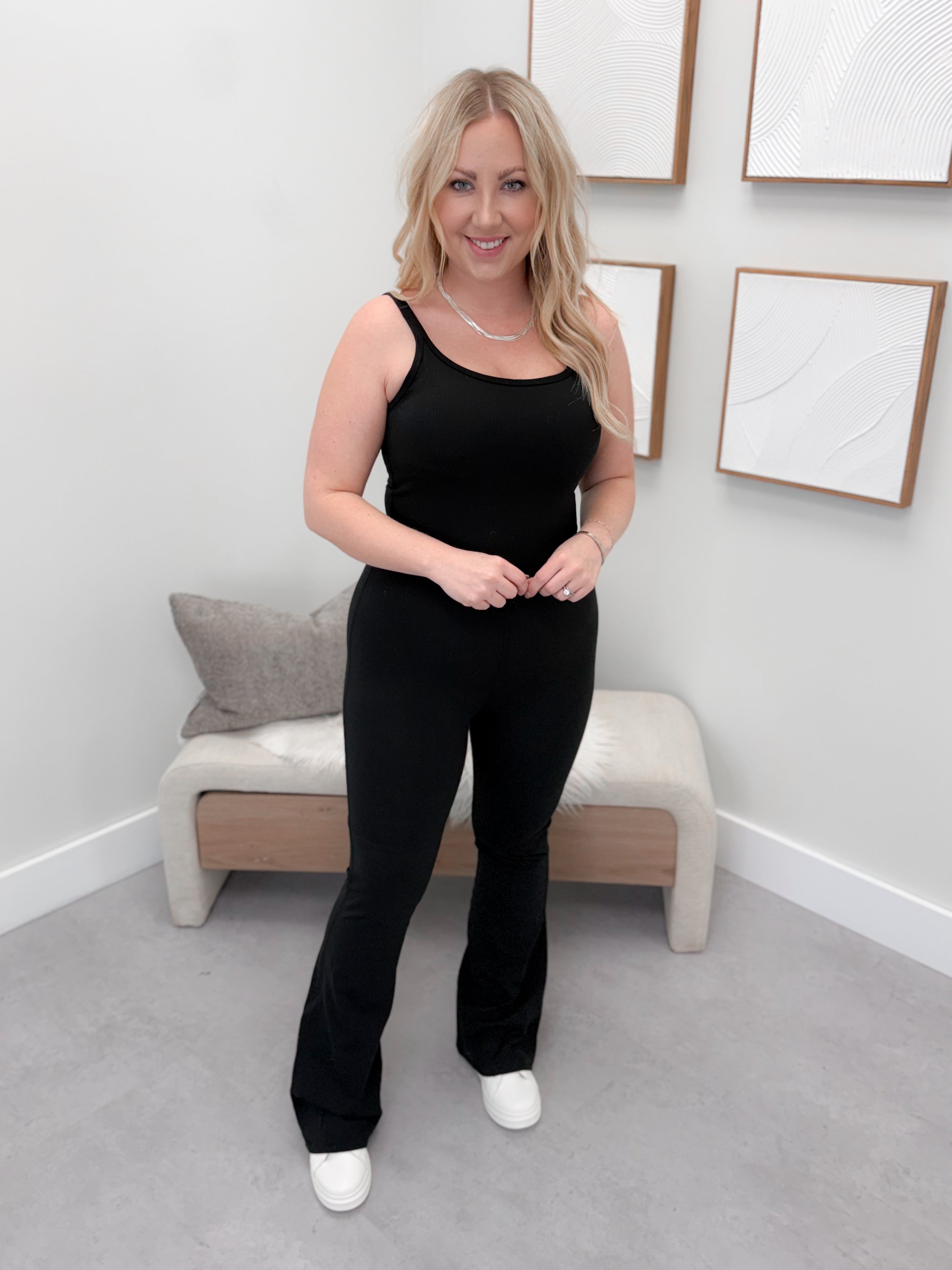 Enya Ribbed Jumpsuit in Black