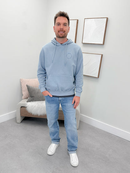 Creed Mens Hoodie in Faded Denim