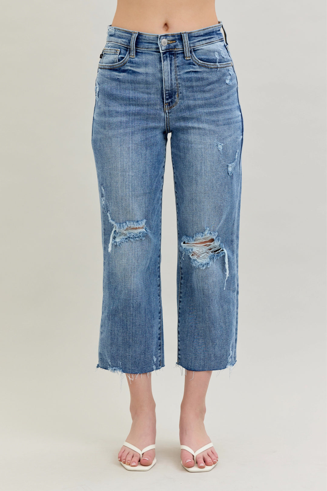 Hailey High Rise Cropped Wide Leg Jeans By Judy Blue