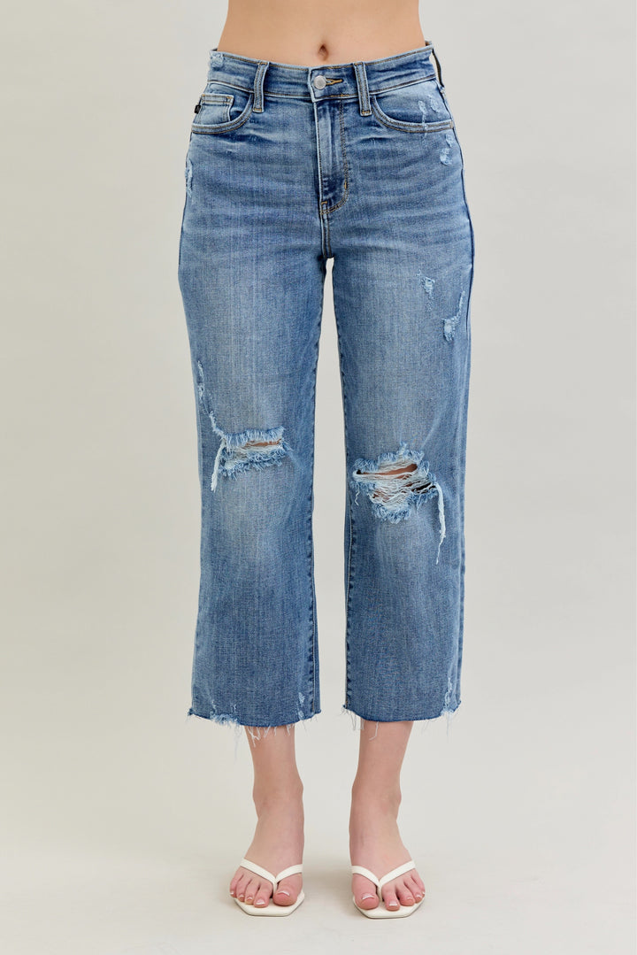 Hailey High Rise Cropped Wide Leg Jeans By Judy Blue