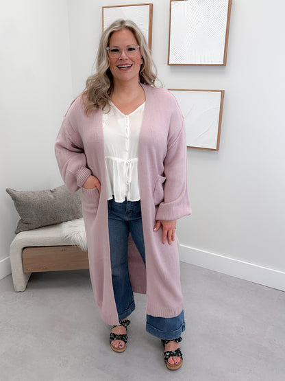 Brielle Long Cardigan in Lavender