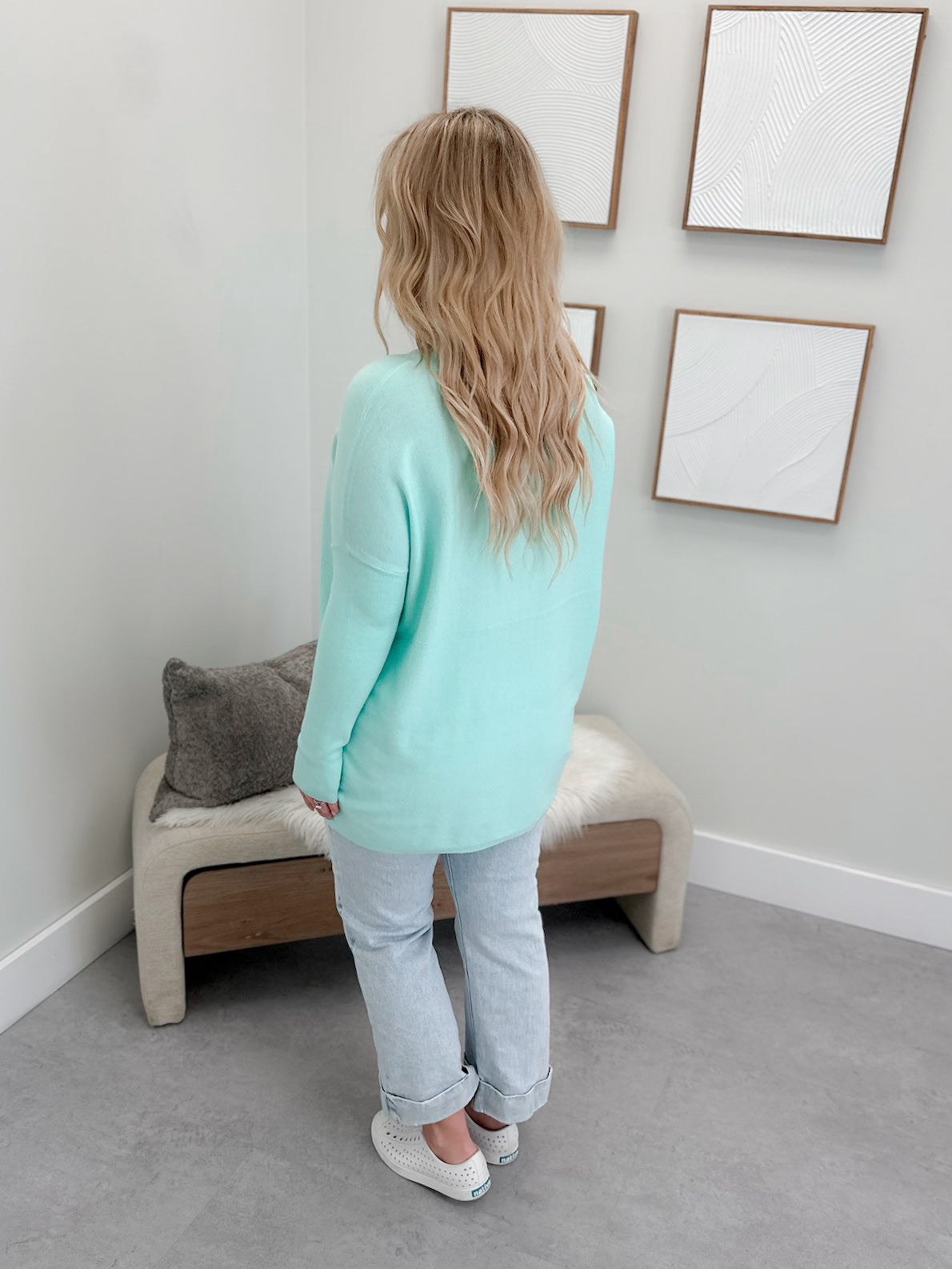 229 Pocket Sweater in Aqua by Twenty Nine The Label