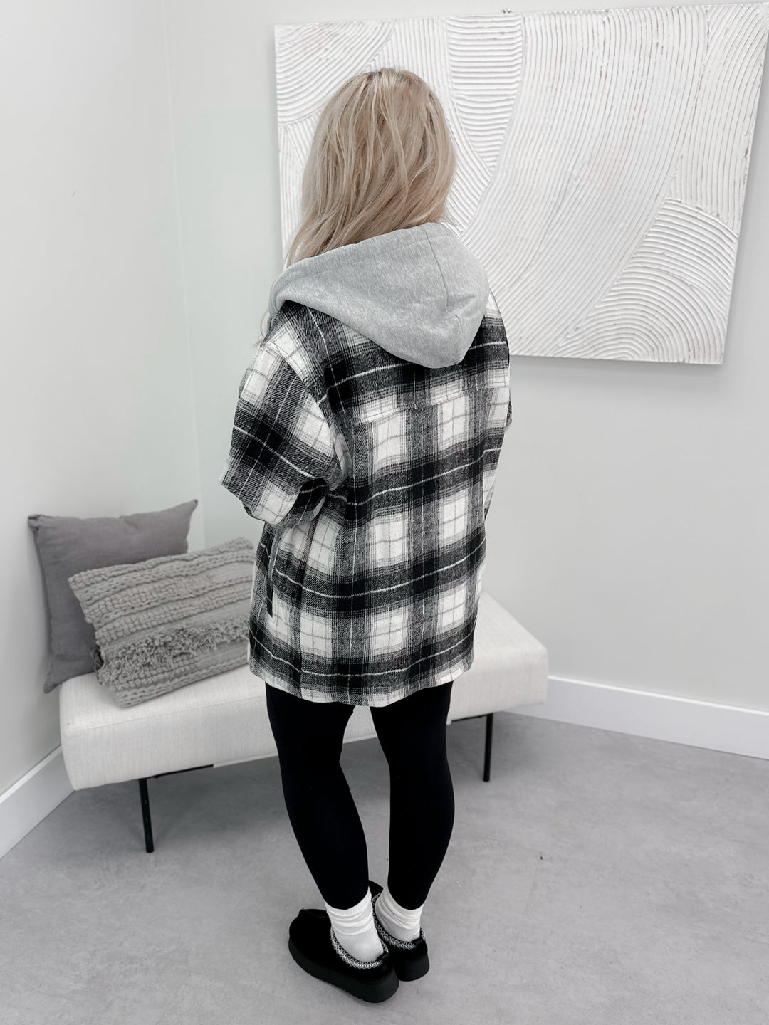 Mika Plaid Shacket in Black