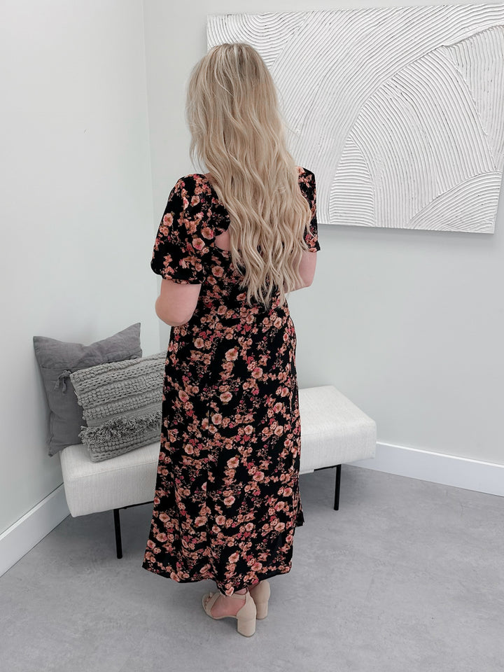 Evermore Floral Dress in Black