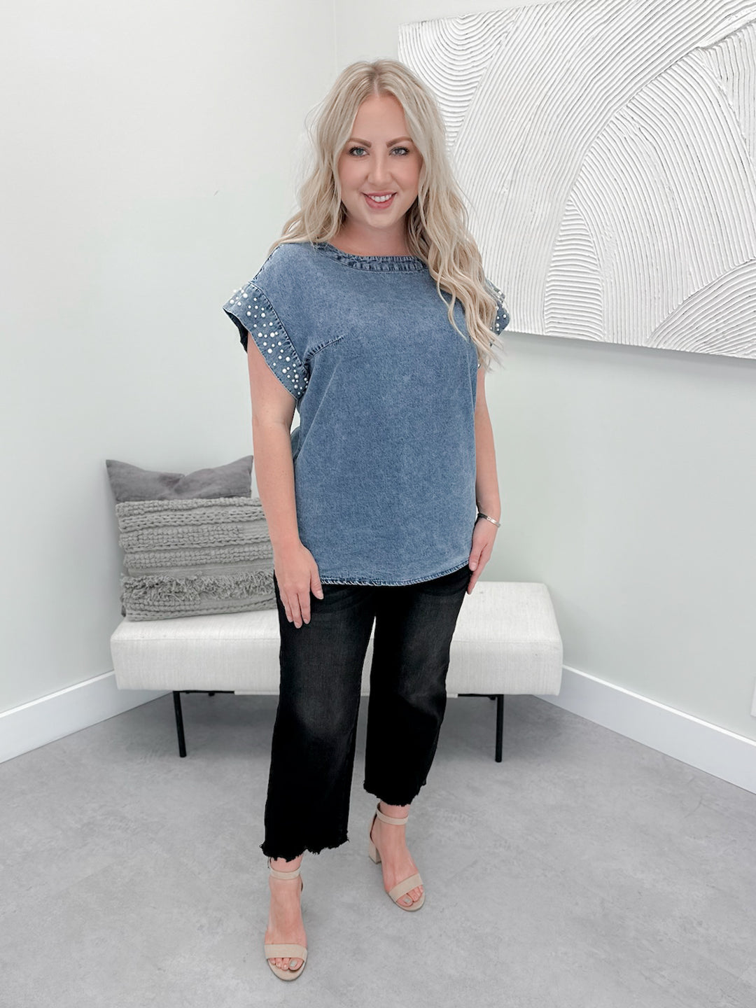Gwen Pearl Denim Top