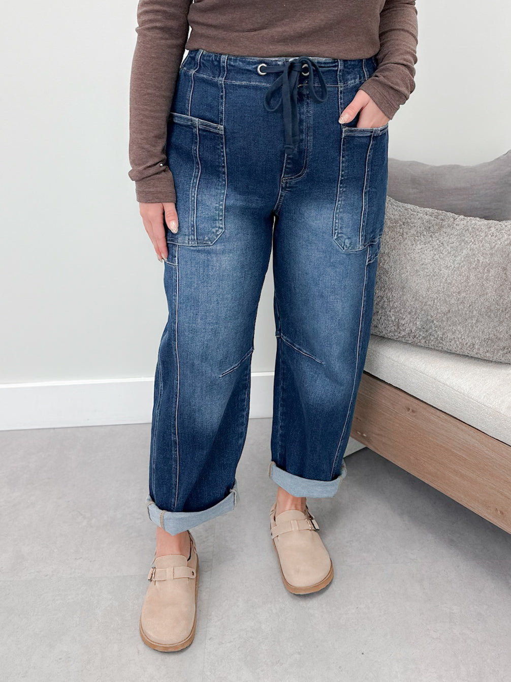 Maxwell Cargo Barrel High Rise Jeans by Risen