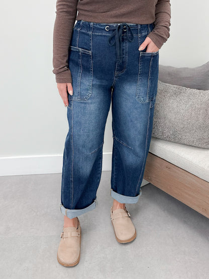 Maxwell Cargo Barrel High Rise Jeans by Risen