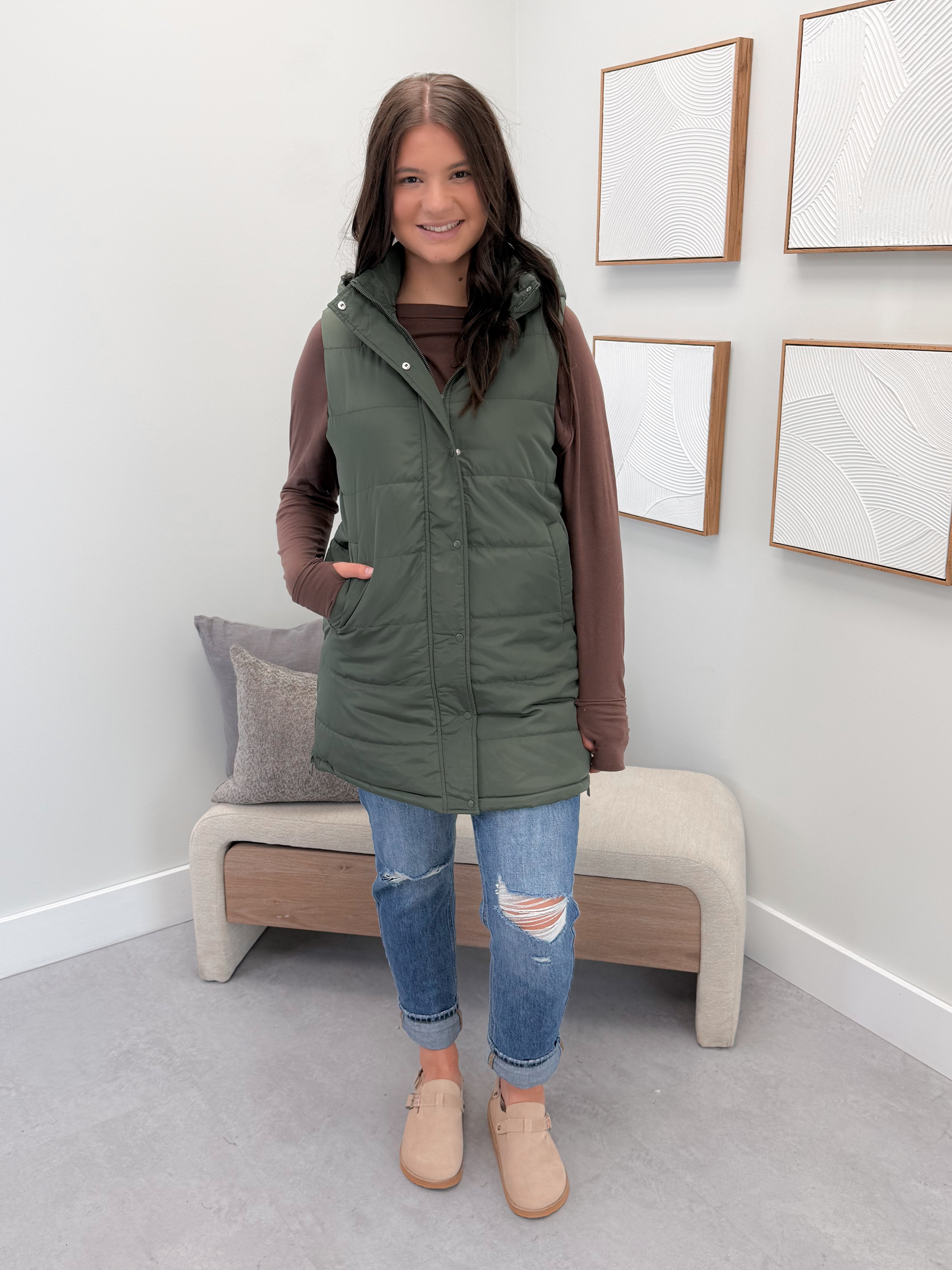 609 Vest in Olive by Twenty Nine The Label