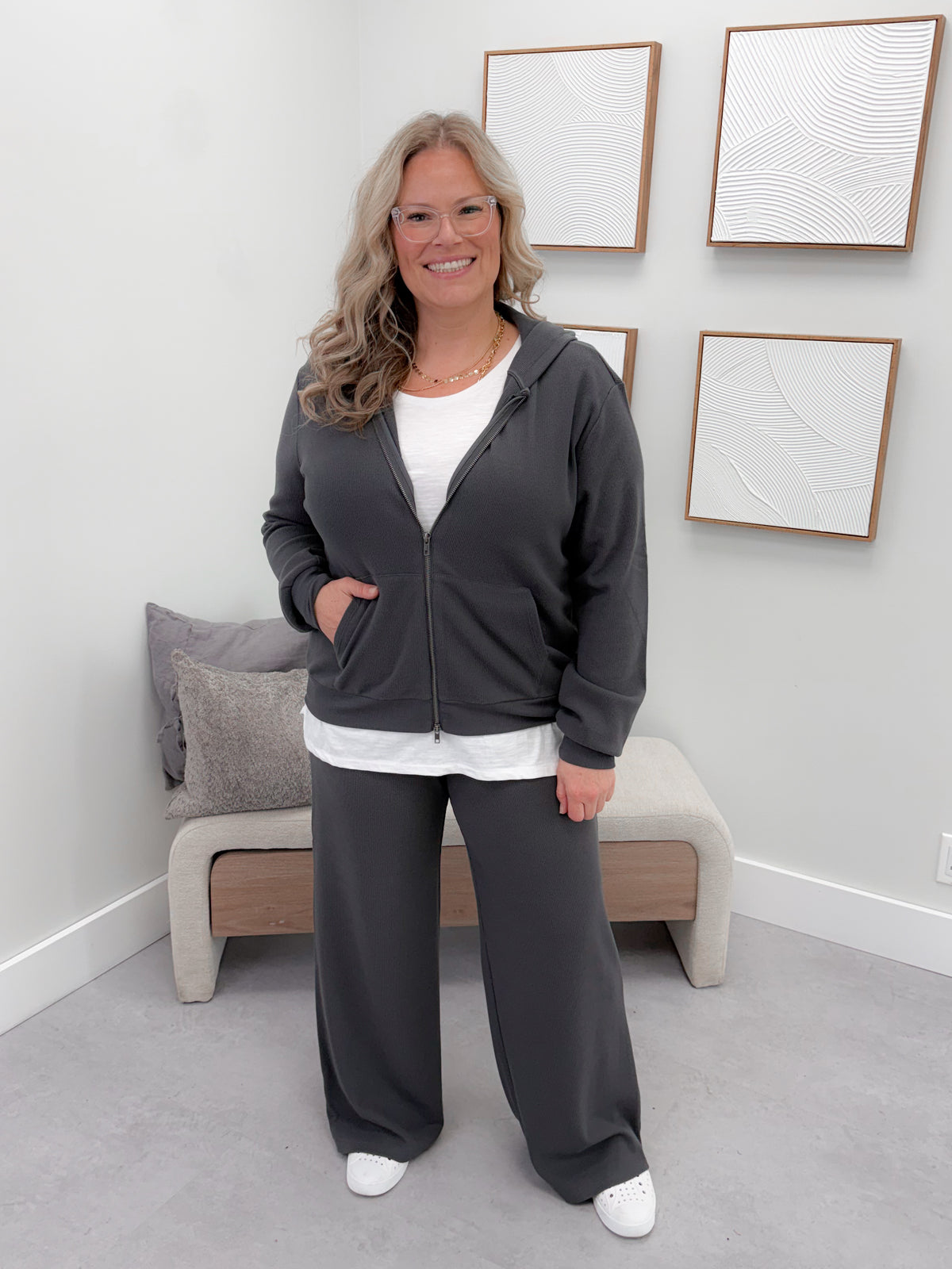 Jaynie Zip Hoodie in Coal