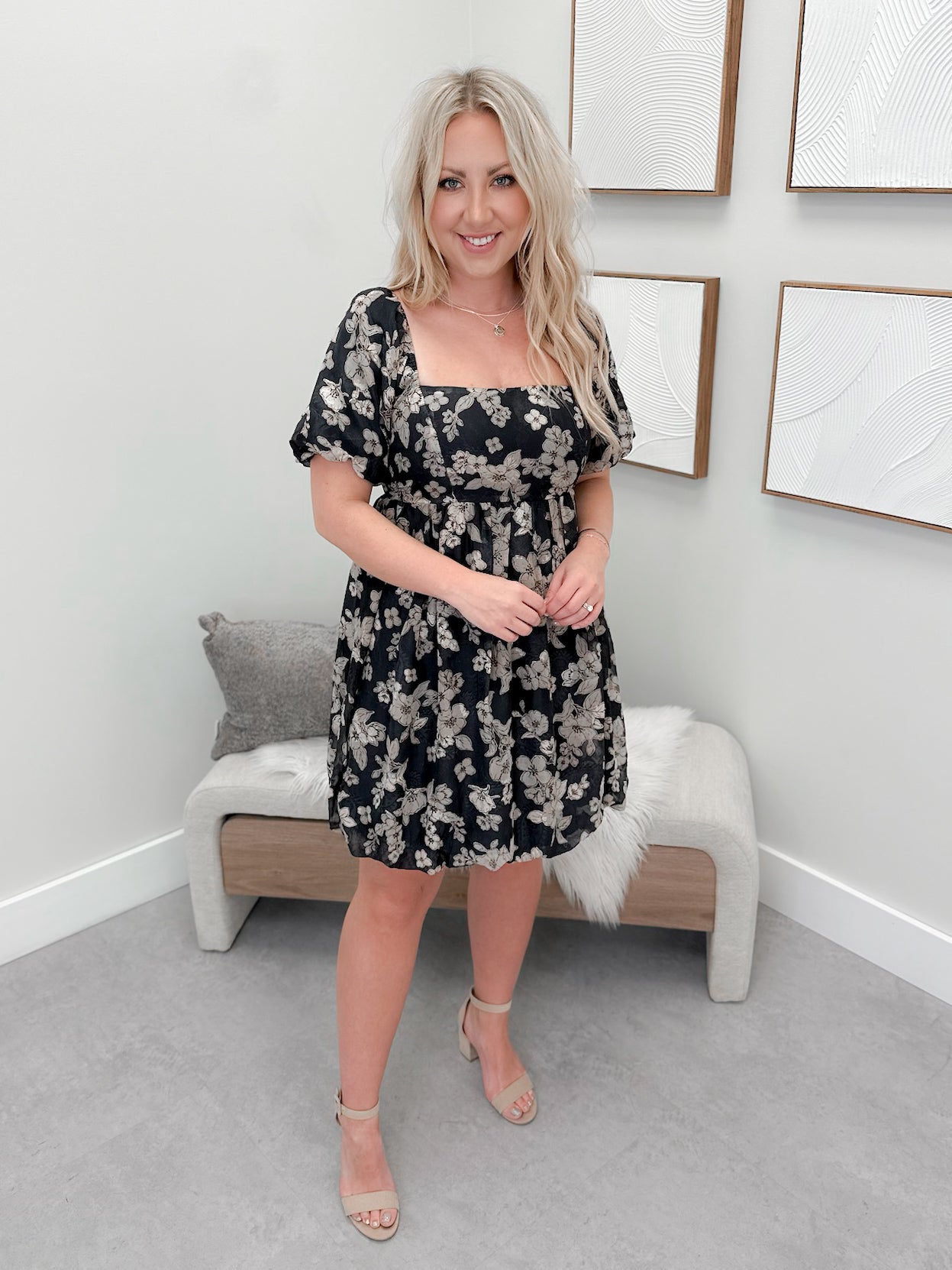 Cerelia Dress in Floral Slate