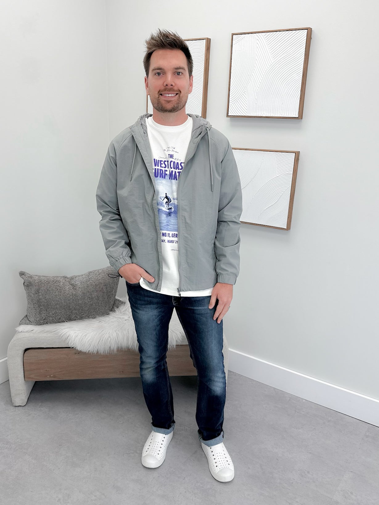 Bronte Mens Nylon Jacket in Grey