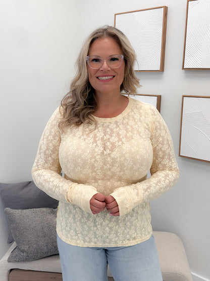 Hattie Lace Long Sleeve in Daffodil by Ampersand Avenue