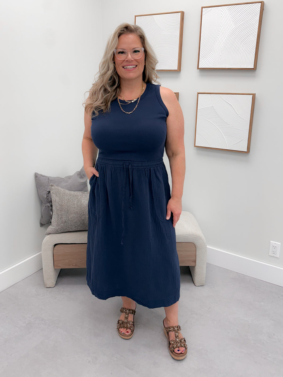 Mirage Dress in Navy