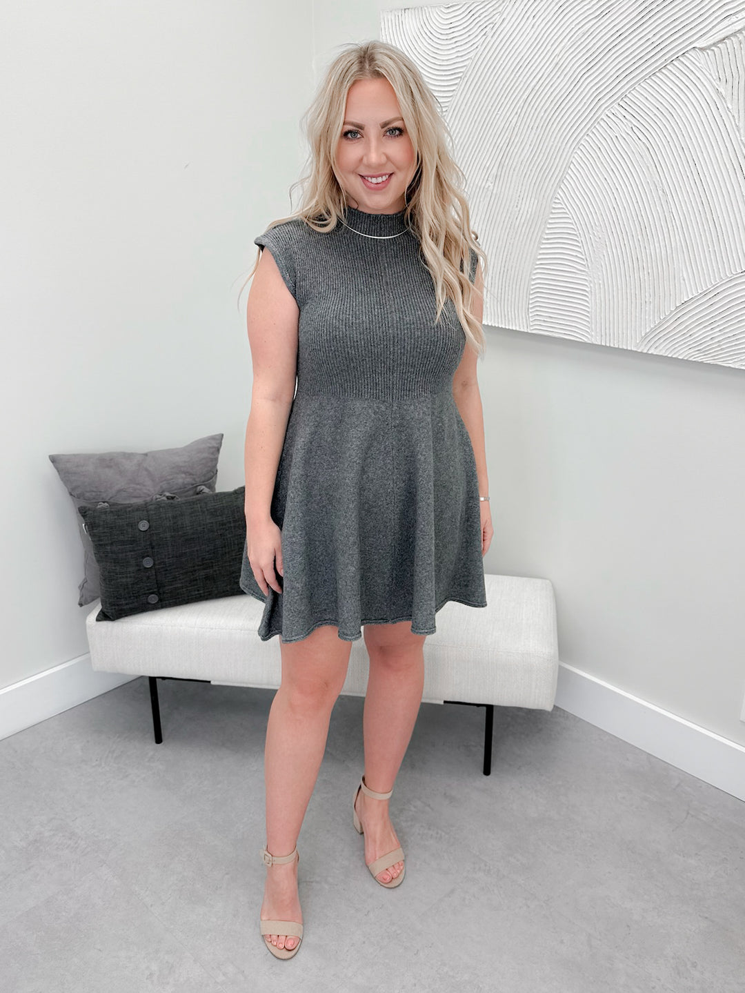 Marcy Knit Dress in Grey