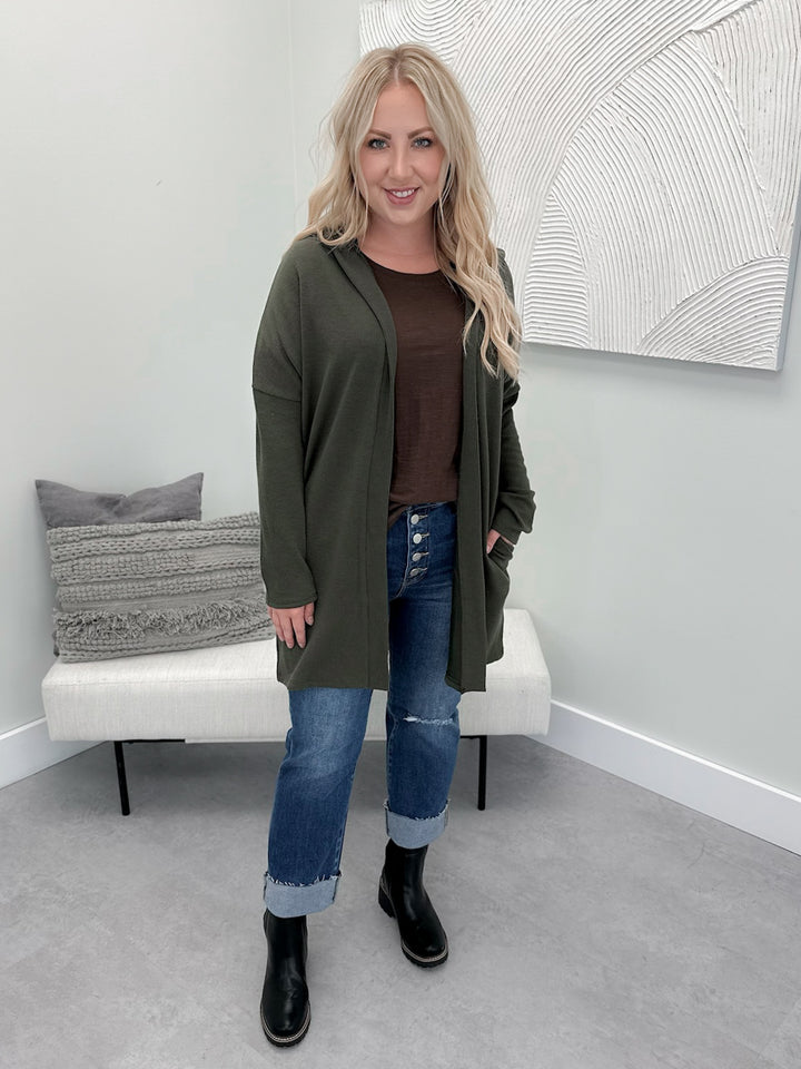 Doris Hooded Cardi in Olive