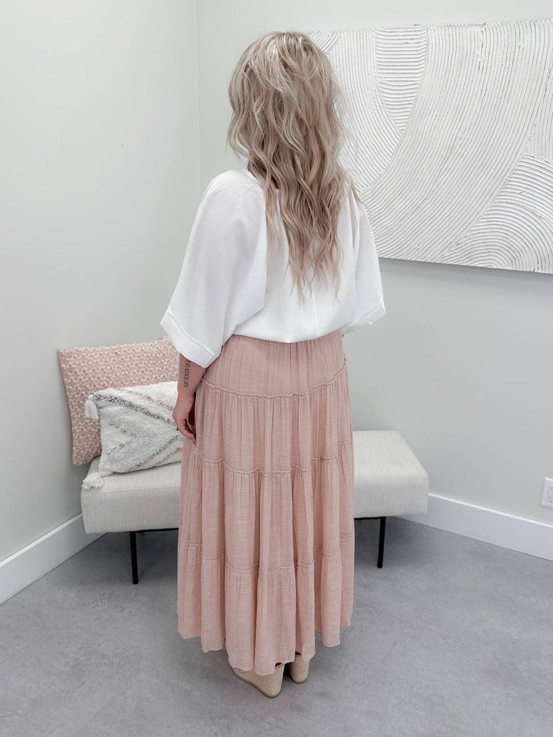 Sicily Tiered Skirt in Blush