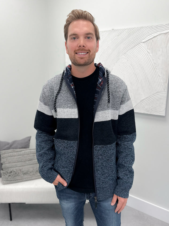 Mens Ernest Sweater Hoodie in Blue